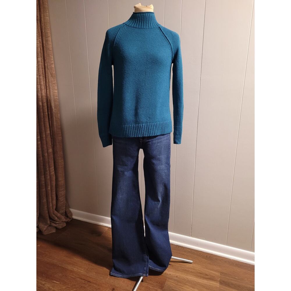 Banana Republic - Women's XXS Cotton Blend Teal Mock Neck Sweater